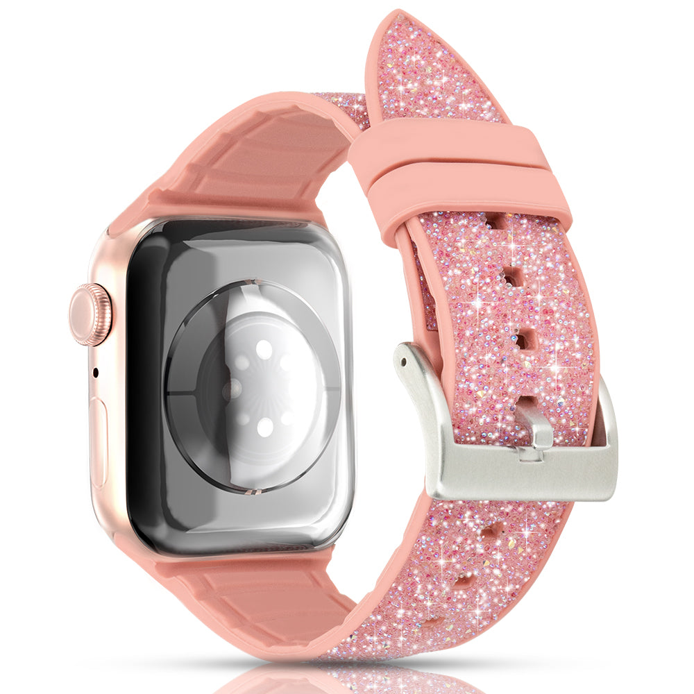 KINGXBAR Glitter Powder Silicone Smart Watch Strap Band Replacement for Apple Watch Series 9 8 7 41mm SE (2023) SE(2022) SE 6 5 4 40mm 3 2 1 38mm KINGXBAR Glitter Powder Silicone Smart Watch Strap Band Replacement for Apple Watch Series 9 8 7 41mm SE (2023) SE(2022) SE 6 5 4 40mm 3 2 1 38mm